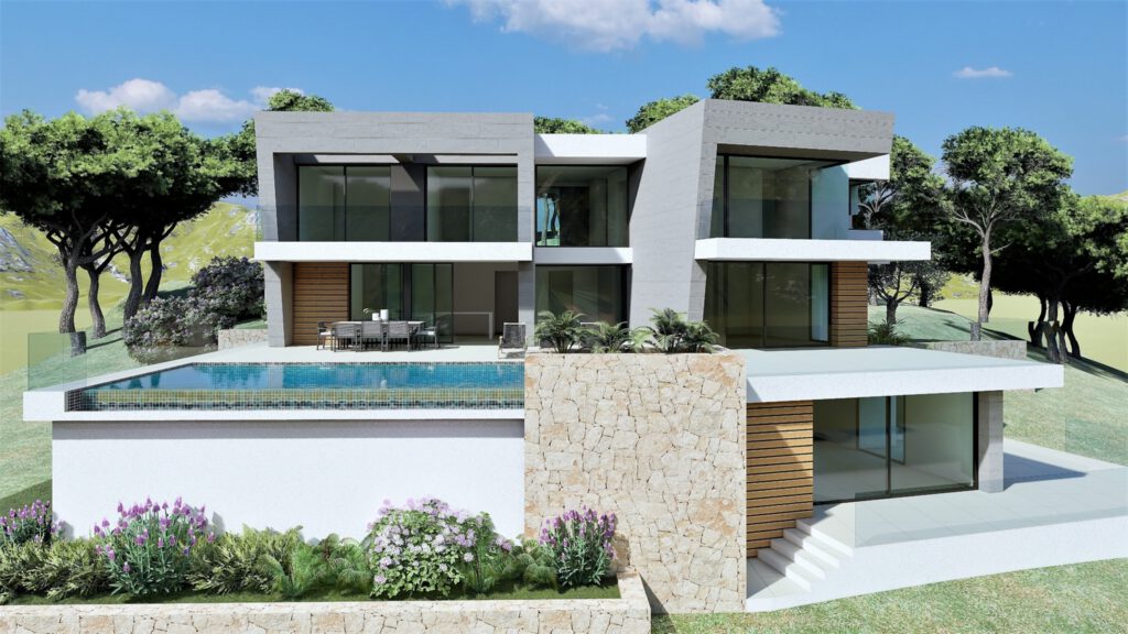 Zeer luxe Design Villa met 4 slaapkamers, 4 badkamers en een basement nabij Moraira met zeezicht en bergzicht