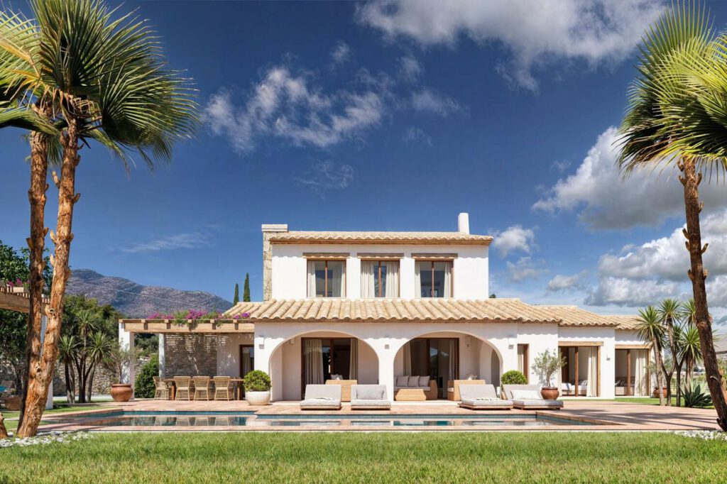 Bijzondere sfeervolle Ibiza stijl Finca op 10.000 m2 met zeezicht , 4 slaapkamers en 4 badkamers in Benimarco