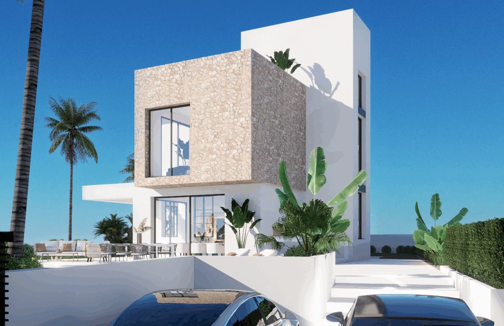 Zeezicht en fraai bergzicht bij deze grote 4 slaapkamer Villa met basement en zwembad op slechts 1 km van de golfbaan