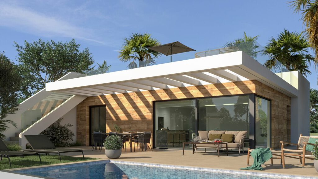 Direct aan golfresort “La Serena Golf” gelegen vrijstaande Villa met 4 slaapkamers, 4 badkamers, zwembad, solarium en basement